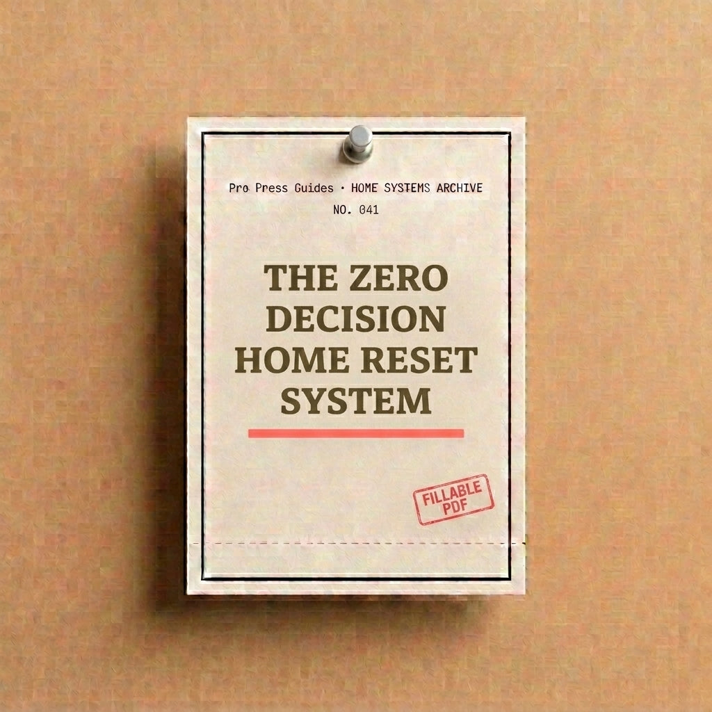 The Zero Decision Home Reset System, Fast Fixed Order Resets for Decision Fatigue (Fillable PDF)
