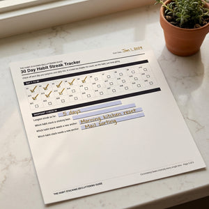 The Habit Stacking Decluttering Guide, Daily Micro Habits to Stop Clutter From Coming Back (Fillable PDF)