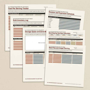 Bulk Provisions Management for Large Families, Wholesale Buying and Storage Planner (Fillable PDF)